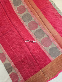 Pure Chanderi Butter Silk - Grey With Pink