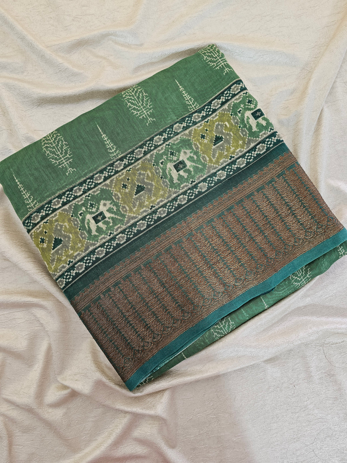 Pure Chanderi Butter Silk - Plive Green