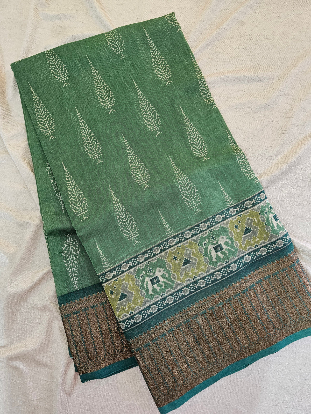 Pure Chanderi Butter Silk - Plive Green