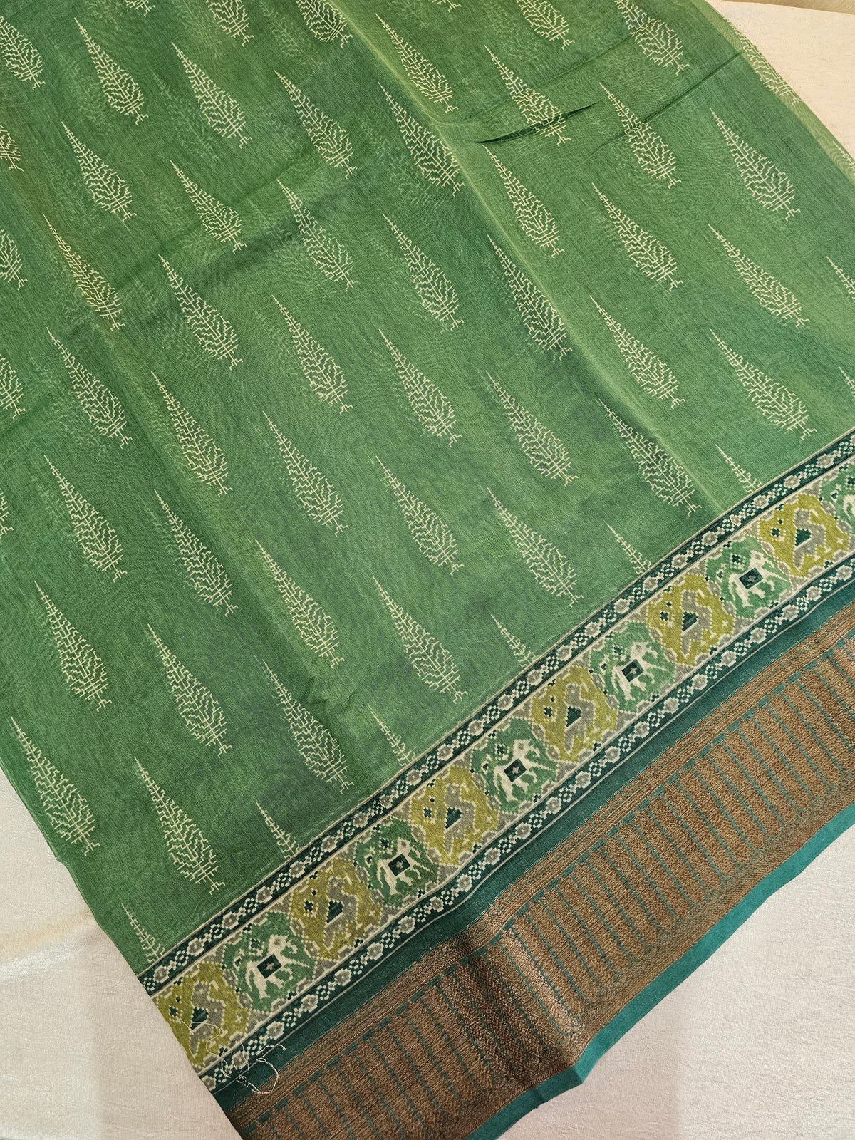 Pure Chanderi Butter Silk - Plive Green