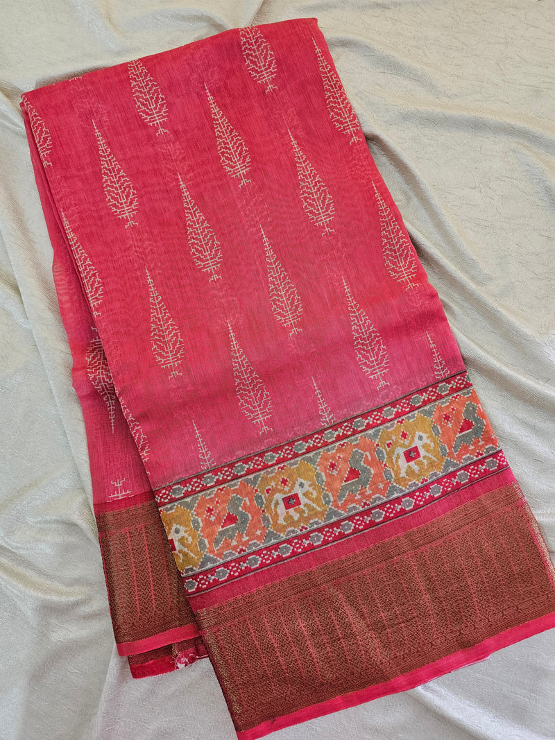 Pure Chanderi Butter Silk - Pink