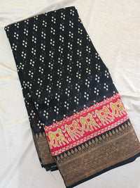 Pure Chanderi Butter Silk - Black