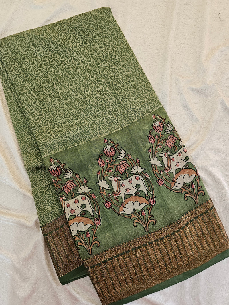 Pure Chanderi Butter Silk - Green