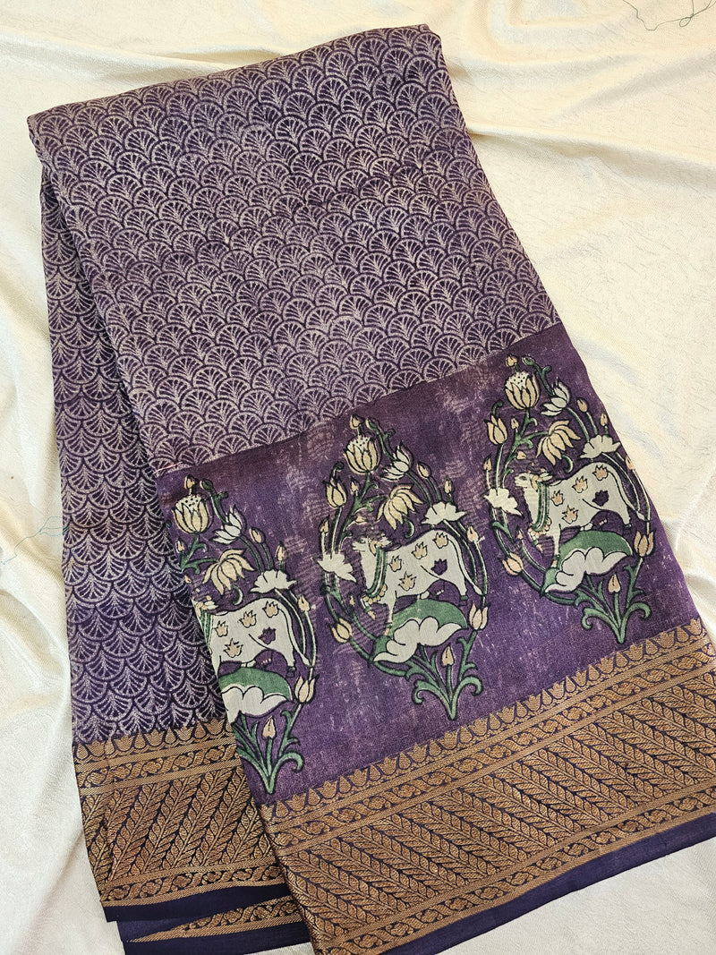 Pure Chanderi Butter Silk -Purple