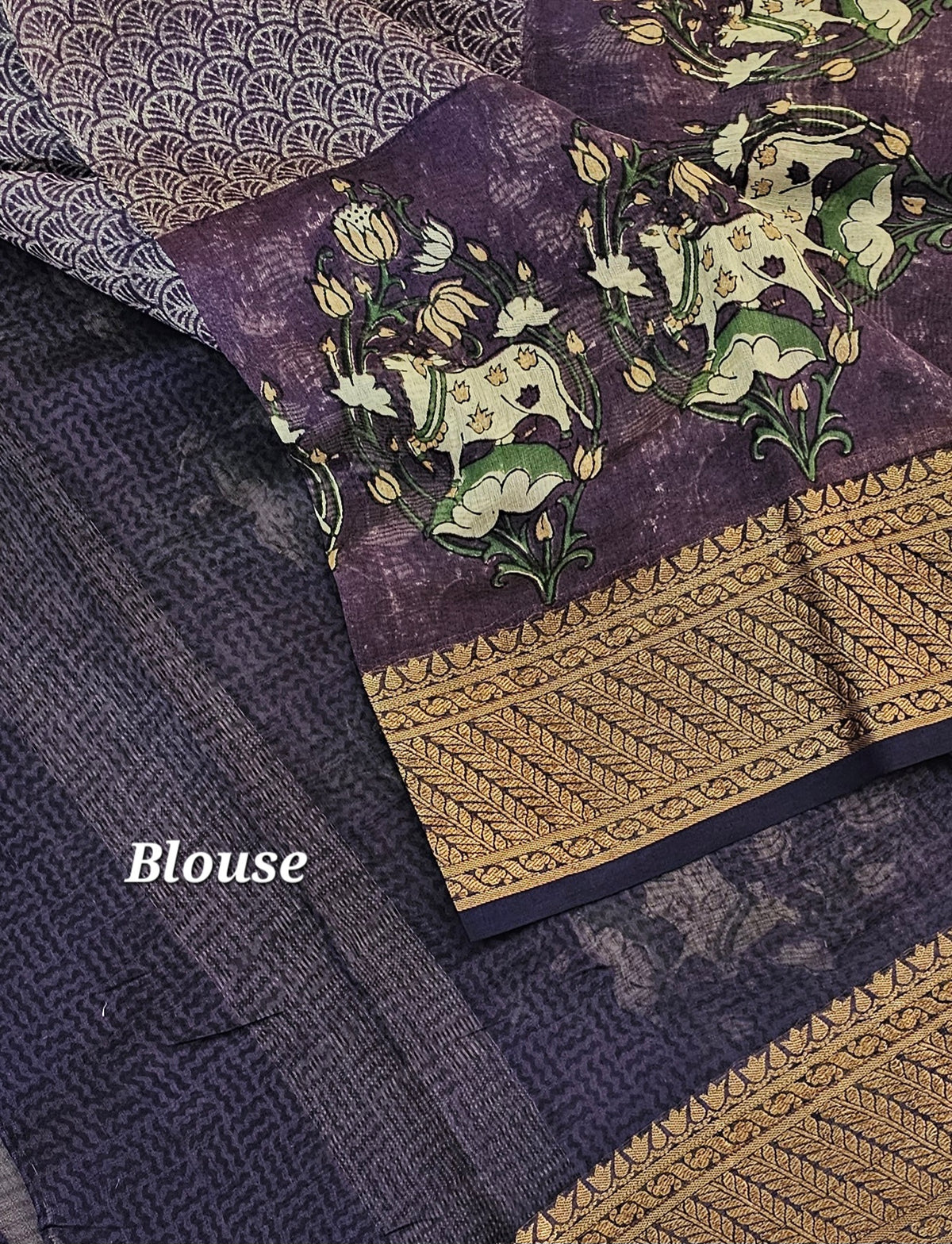 Pure Chanderi Butter Silk -Purple