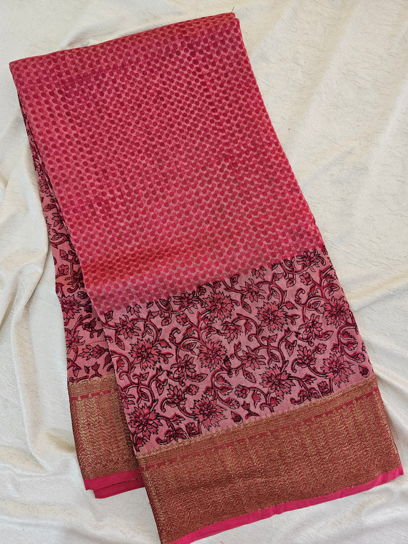 Pure Chanderi Butter Silk - Pink