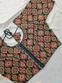 Pure Cotton Block Printed Blouse with Lining - Green