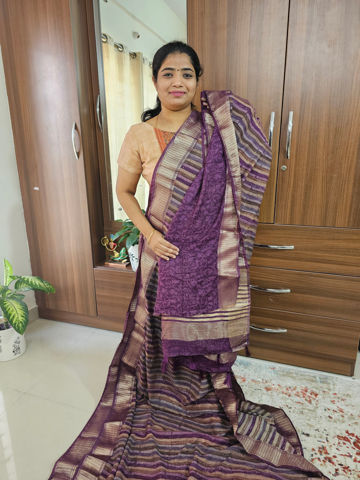 Semi Moonga Silk Saree - Purple