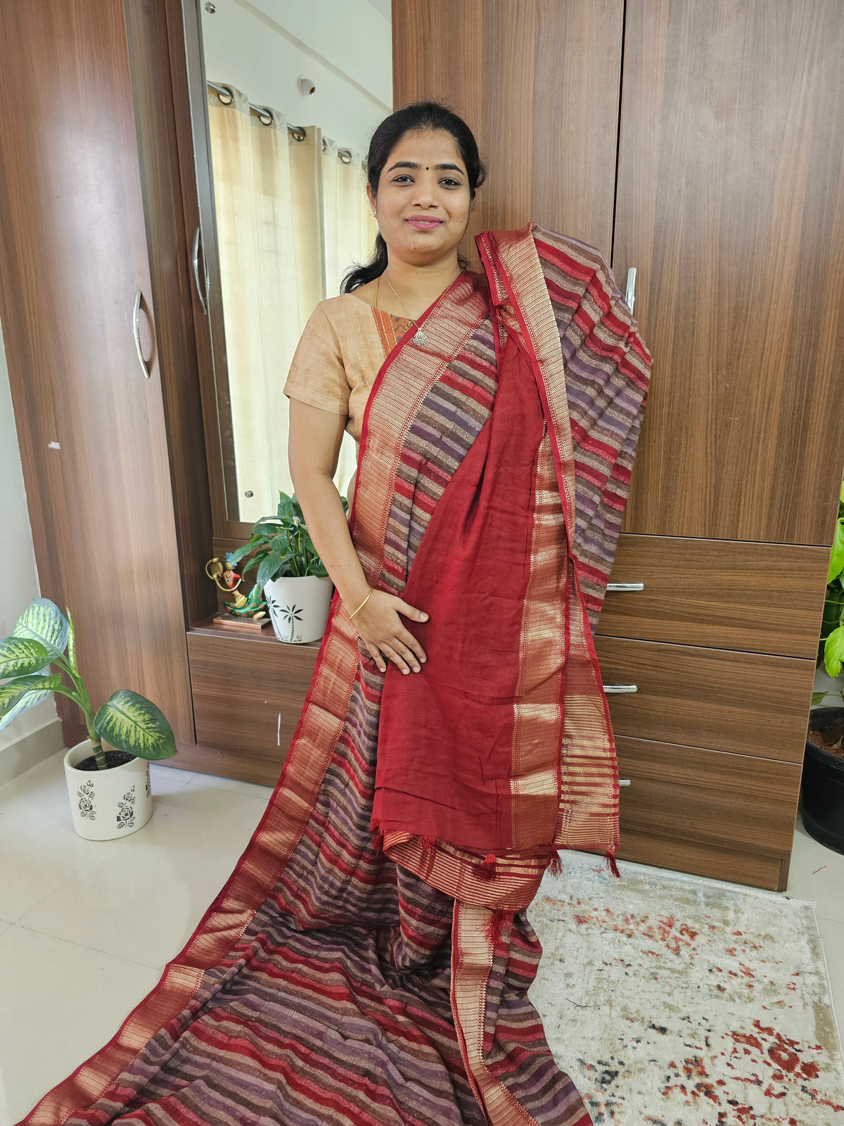 Semi Moonga Silk Saree - Red