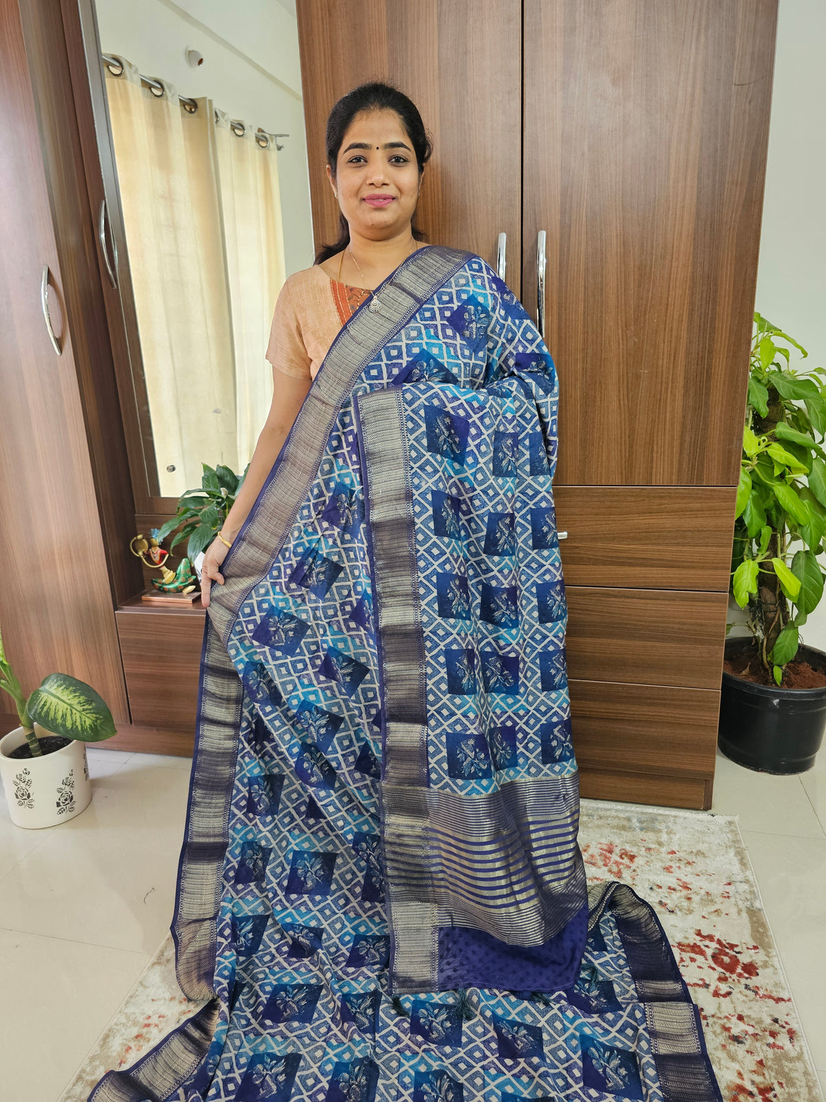 Semi Moonga Silk Saree - Blue