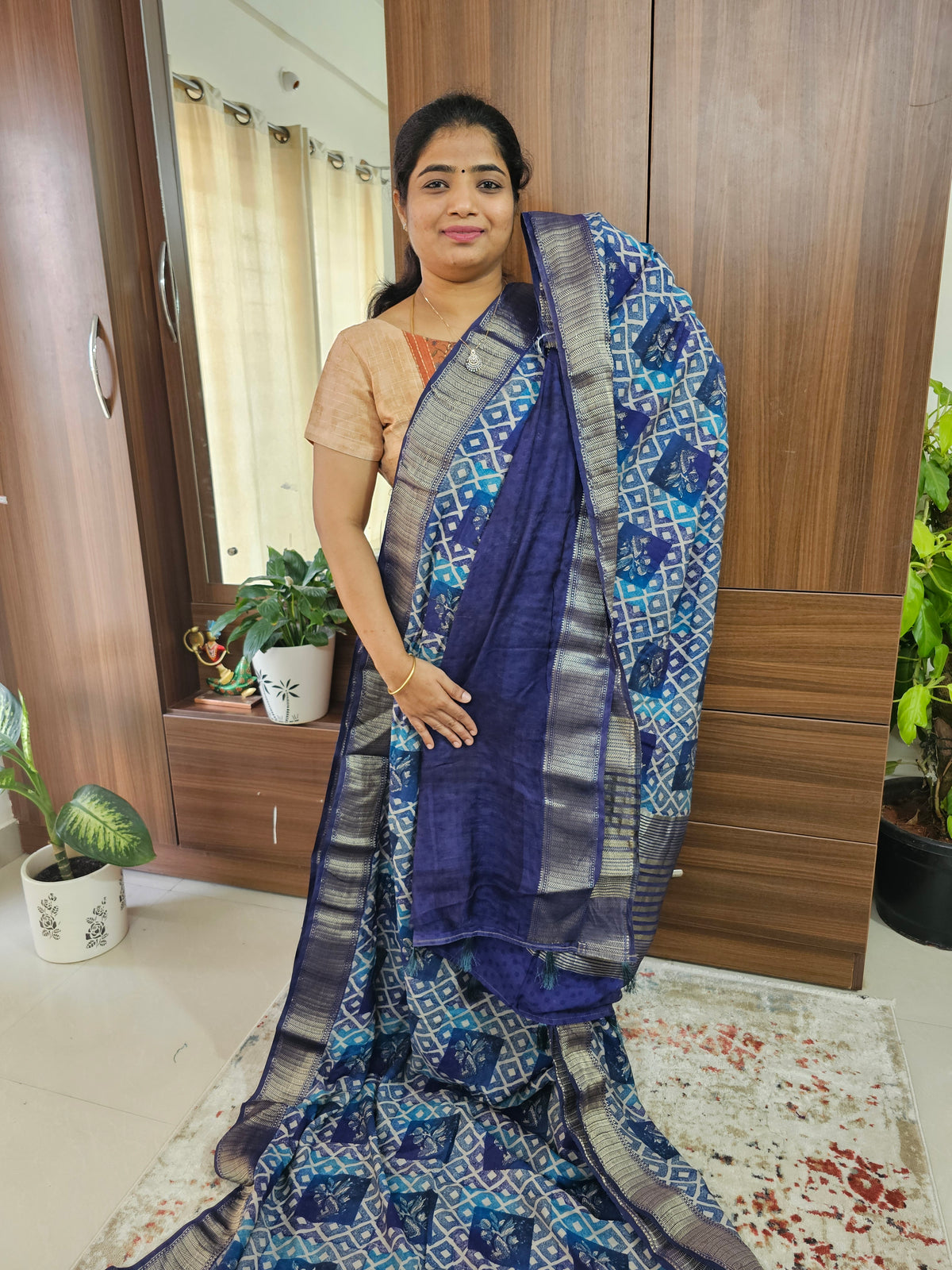 Semi Moonga Silk Saree - Blue