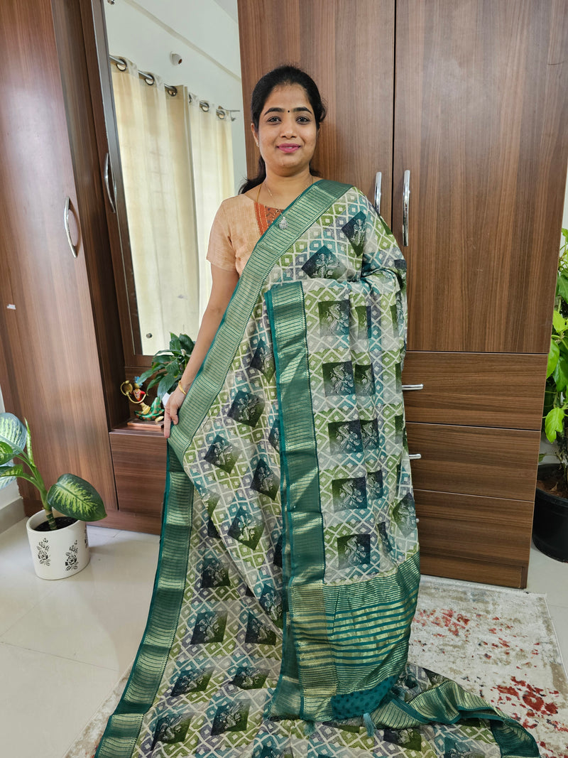 Semi Moonga Silk Saree - Sea Green