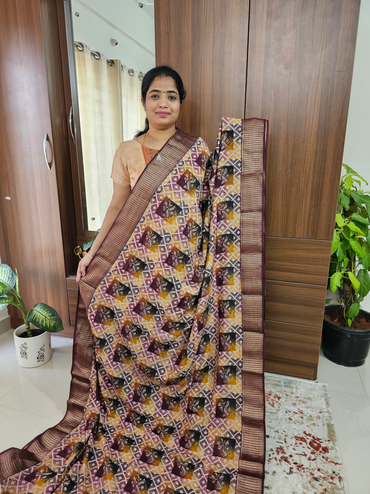 Semi Moonga Silk Saree - Brown