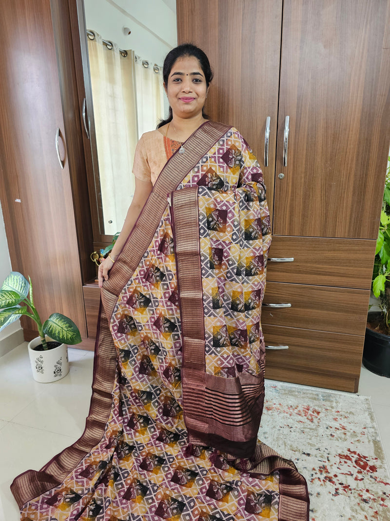 Semi Moonga Silk Saree - Brown