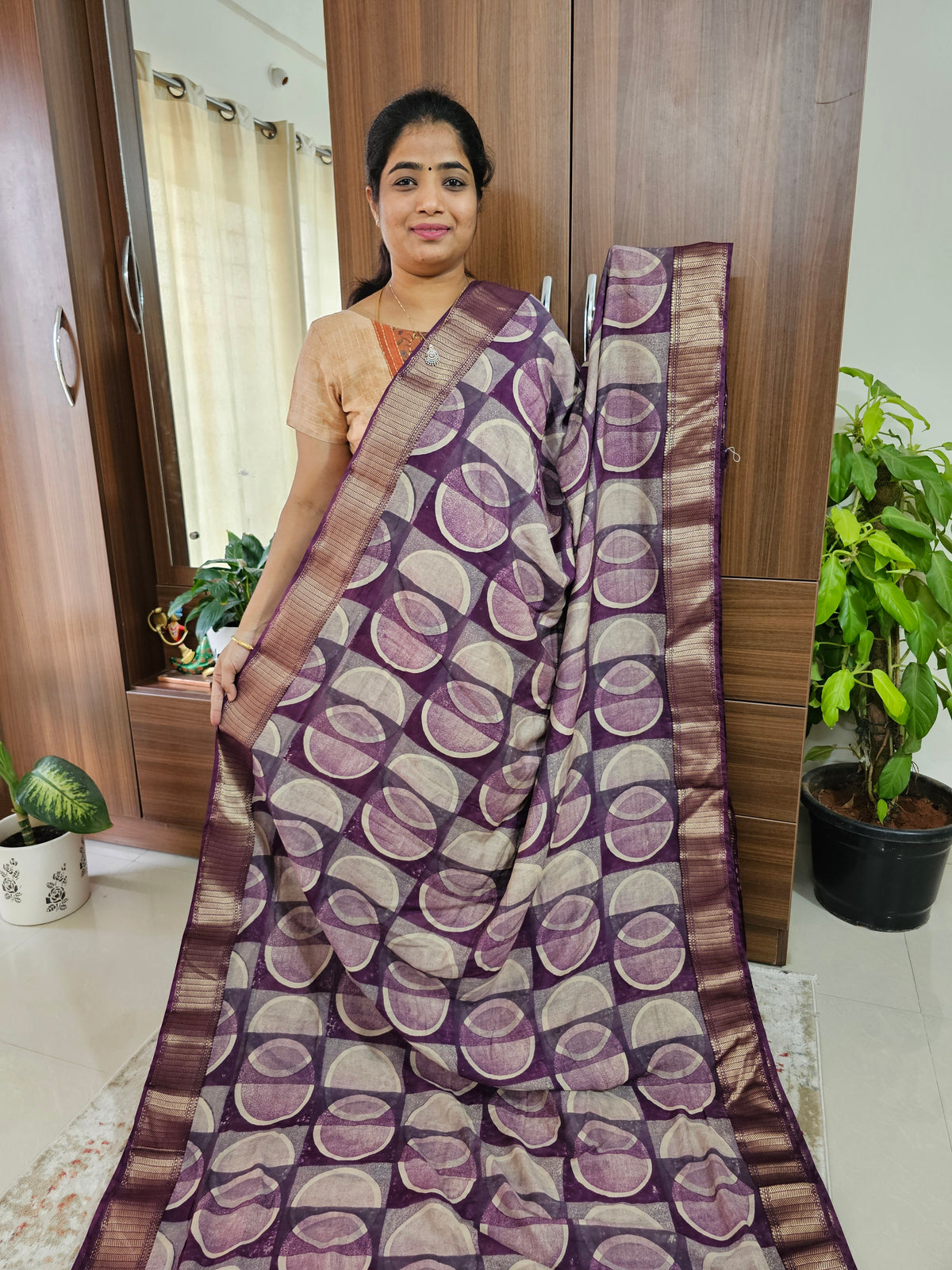 Semi Moonga Silk Saree - Purple