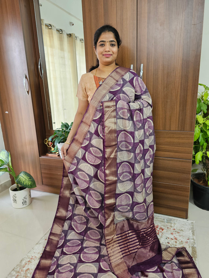 Semi Moonga Silk Saree - Purple