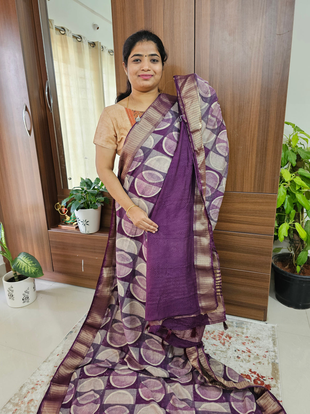 Semi Moonga Silk Saree - Purple