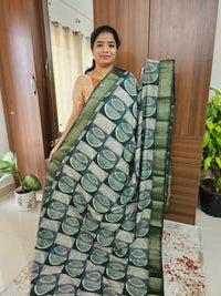 Semi Moonga Silk Saree - Dark Green