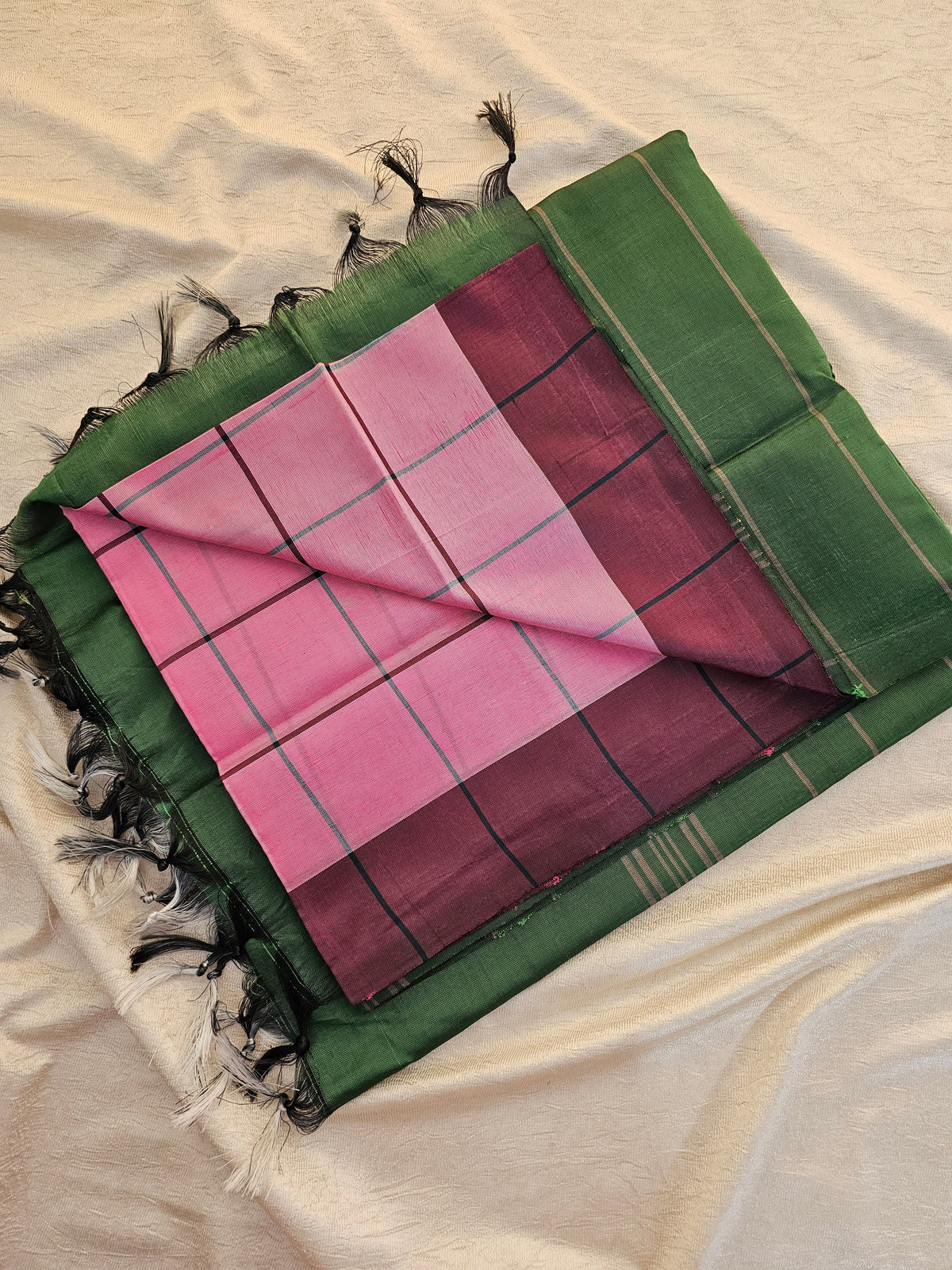 Chinnalampattu Saree - Pink with Green