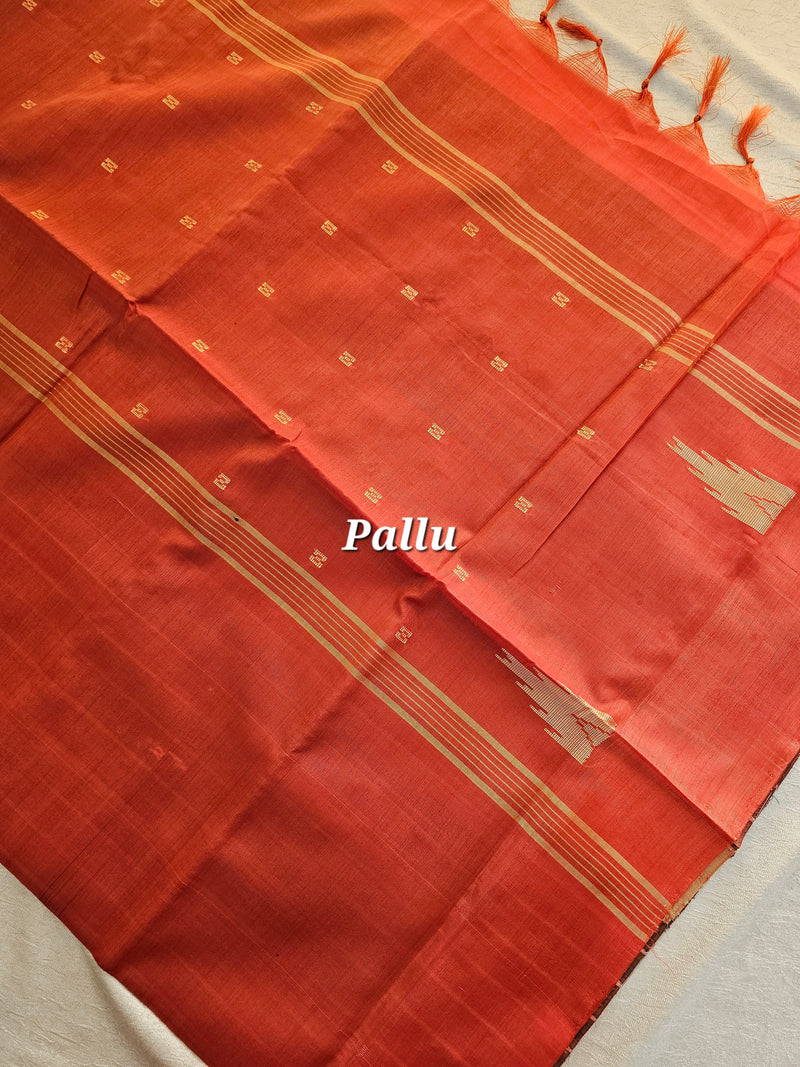 Chinnalampattu Saree - Dark Grey with Orange