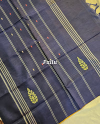 Chinnalampattu Saree - Yellow Navy Blue