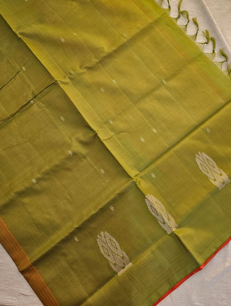 Chinnalampattu Saree- Orange with Green