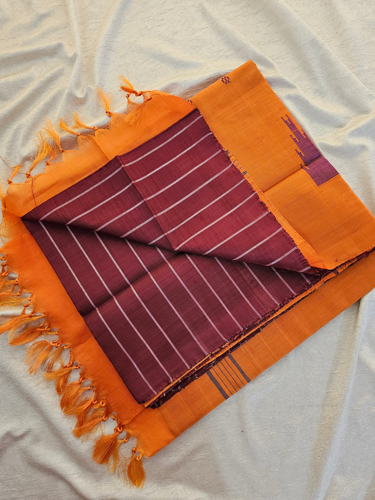 Chinnalampattu Saree- Marron with Orange