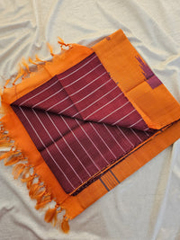 Chinnalampattu Saree- Marron with Orange