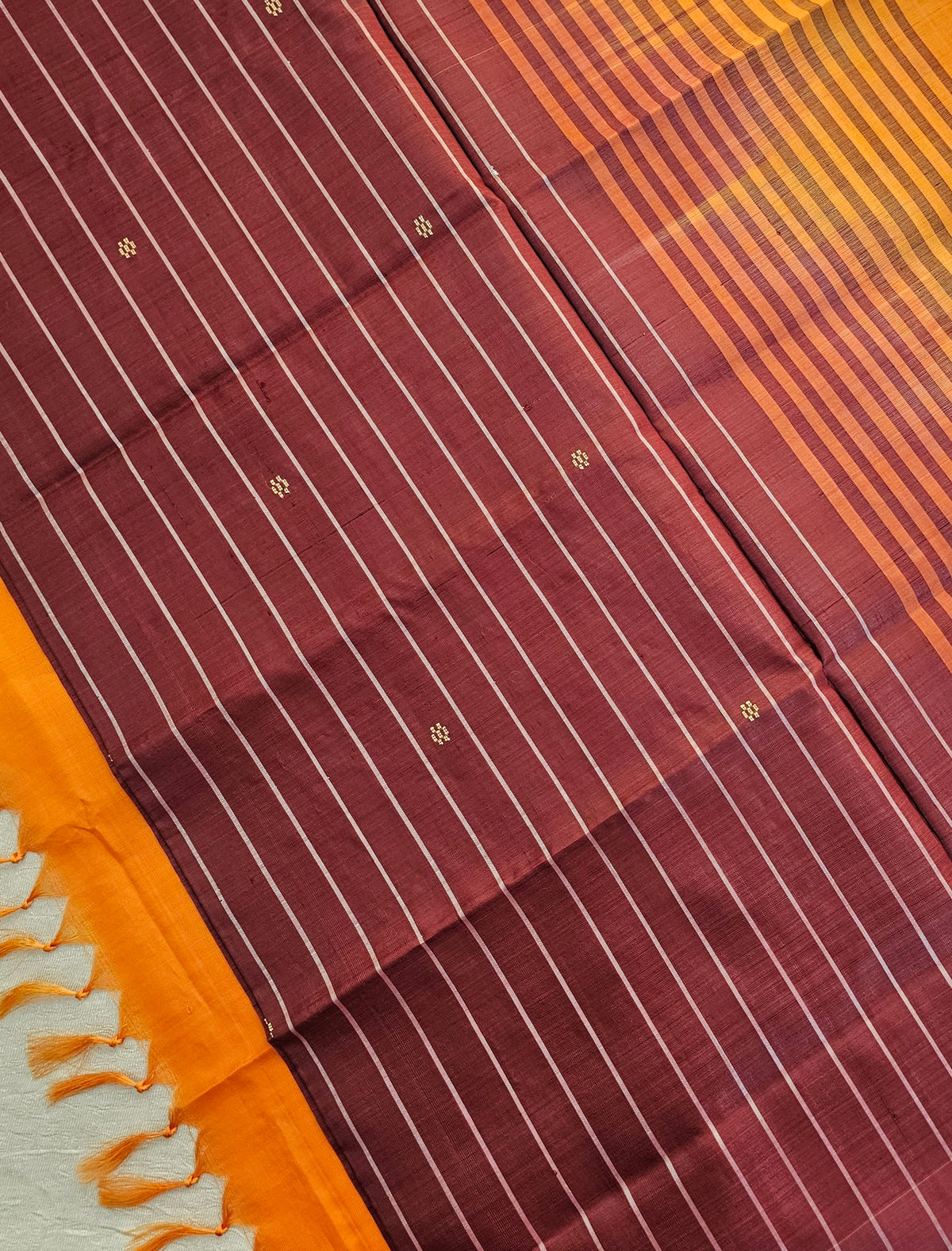 Chinnalampattu Saree- Marron with Orange