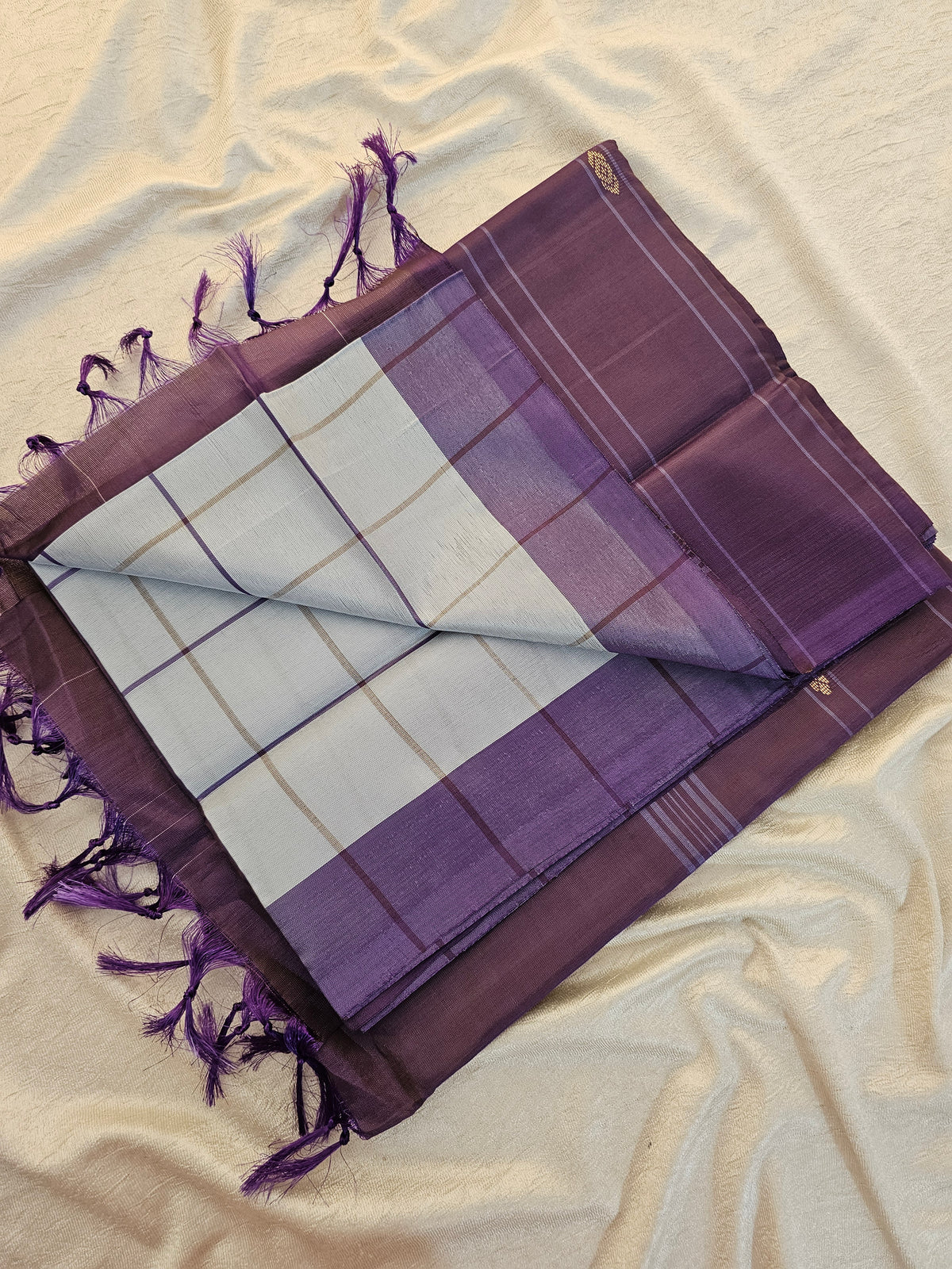 Chinnalampattu Saree- Metallic Grey with Purple