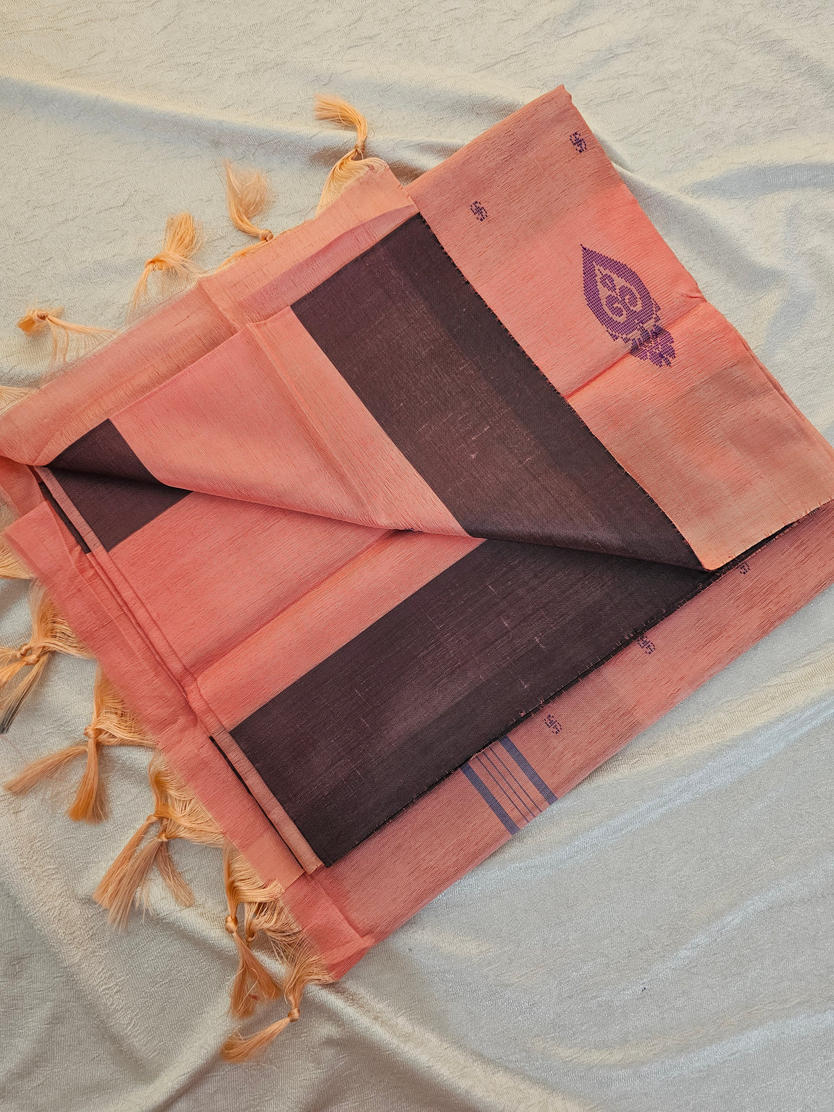 Chinnalampattu Saree- Coffe Brown with Peach