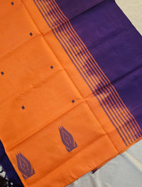 Chinnalampattu Saree- Peachish Orange with Violet