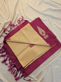 Chinnalampattu Saree - Cream with Magenta Pink