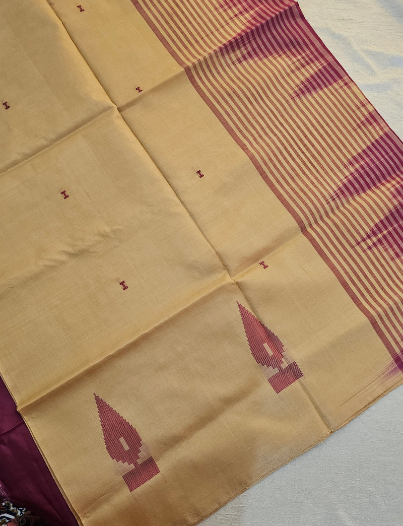 Chinnalampattu Saree - Cream with Magenta Pink