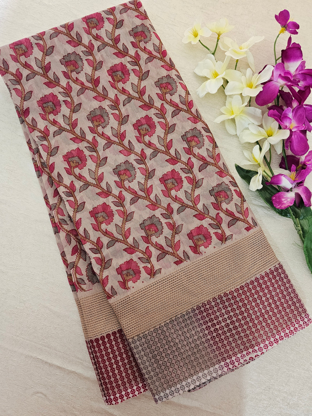 Premium Super Net Kota Saree - Pink