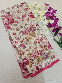 Premium Super Net Kota Saree - Off-white Floral