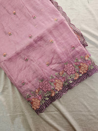 Premium Crushed Designer Soft Saree with Cut Work Emboridery -  Lavender