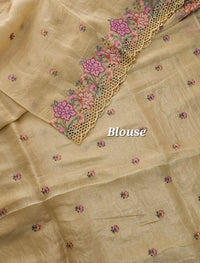 Premium Crushed Designer Soft Saree with Cut Work Emboridery -  Yellow