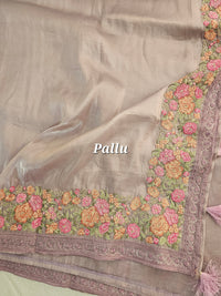 Premium Crushed Designer Soft Saree with Emboridery - Lavender