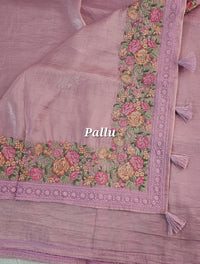 Premium Crushed Designer Soft Saree with Emboridery - Pink