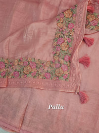 Premium Crushed Designer Soft Saree with Emboridery - Peach