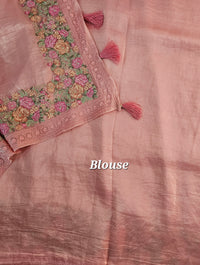 Premium Crushed Designer Soft Saree with Emboridery - Peach