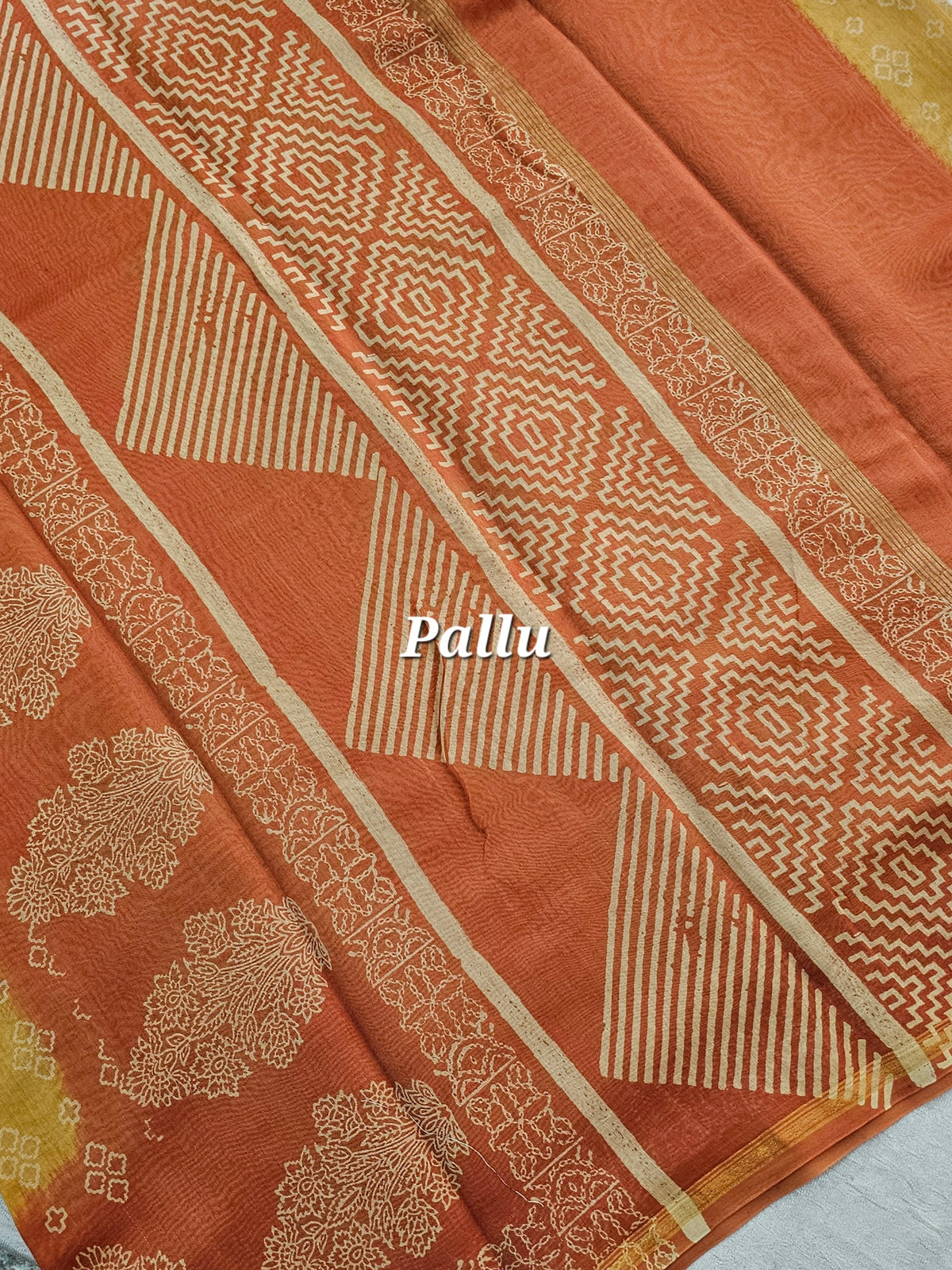 Pure Chanderi Butter Silk - Yellow with Orange