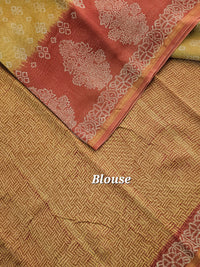 Pure Chanderi Butter Silk - Yellow with Orange