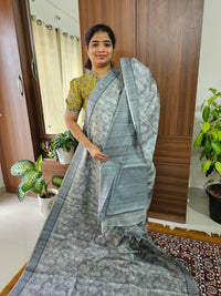 Semi Tussar with Digital Printed Saree - Grey