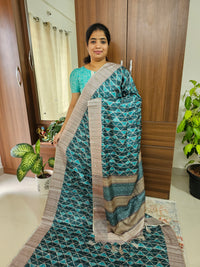 Semi Tussar with Digital Printed Saree - Sea Green