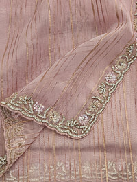 Premium Organza Designer Saree with Stone Work  - Pink