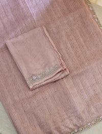 Premium Organza Designer Saree with Stone Work  - Pink