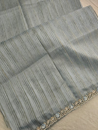 Premium Organza Designer Saree with Stone Work  - Grey