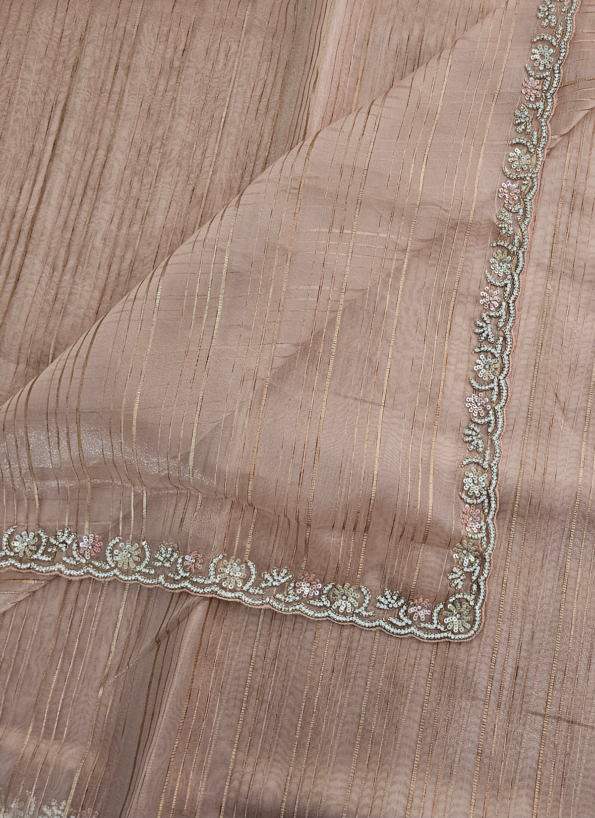 Premium Organza Designer Saree with Stone Work  - Peach